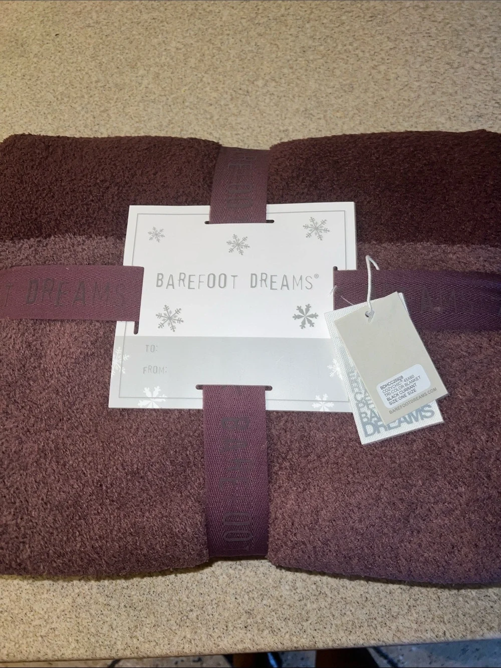 Barefoot Dreams Plush Throw Blanket - Deep Plum/Burgundy